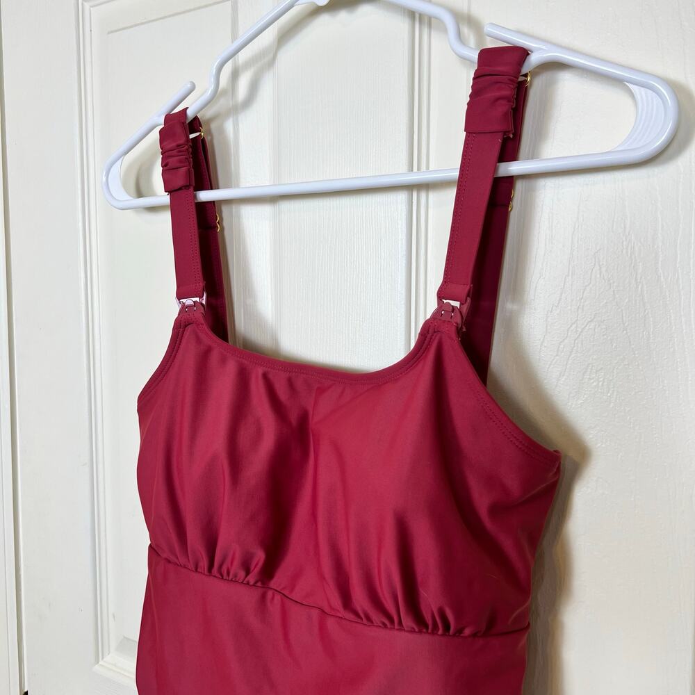 Kindred Bravely Nursing Swimsuit Auburn Dark Pink EUC Size Small - Picture 3 of 7